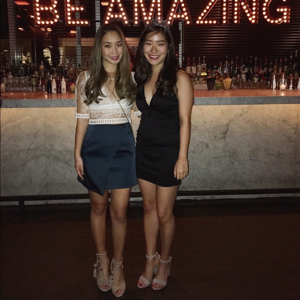 FL&L lace mesh crop top XS + skirt